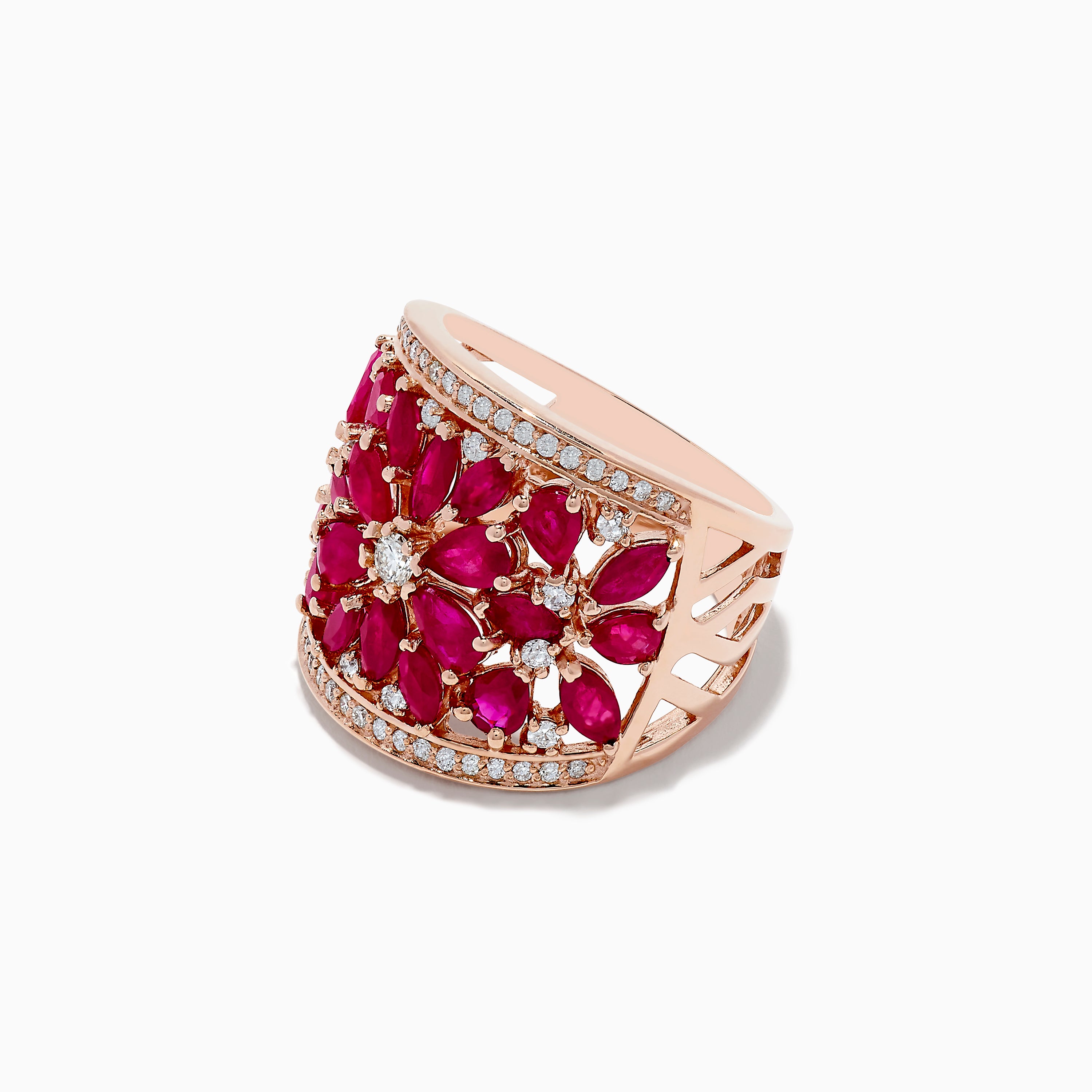 Effy Womens 1/3 CT. T.W. Diamond & Genuine Red Ruby 14K Rose Gold Cocktail  Ring - JCPenney